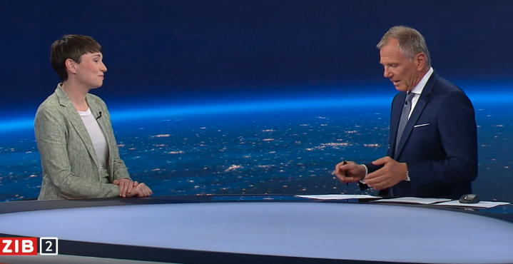 Sigrid Maurer bei Armin Wolf in der ZiB 2 am 26.6.2023 Sigrid Maurer bei Armin Wolf in der ZiB 2 am 26.6.2023